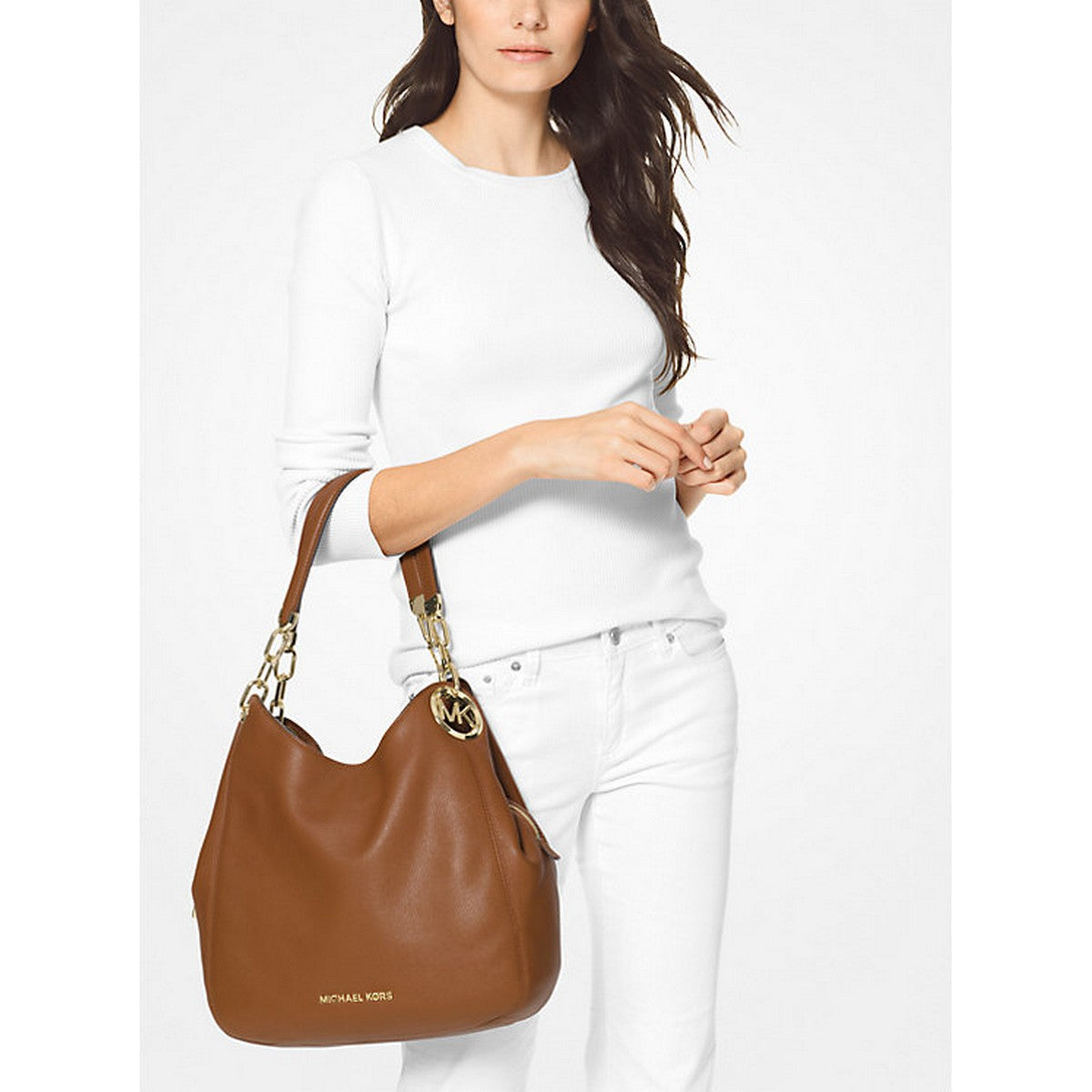 Michael Kors Grand Sac Porte epaule cuir Lillie Celesti